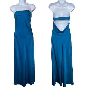 Victoria + Sophia Women's Sz S Blue Open Back Sleeveless Maxi Dress(1914)